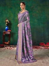Violet Velvet Tussar Silk  Saree